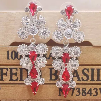 Oro champán de los aretes de brillantes lindo de las mujeres earring2019 más reciente rojo/rosa de la boda /fiesta del arete Zerong nuevos aretes de diamante de imitación