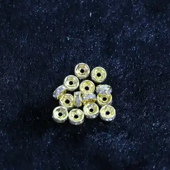 Oro-color de Cristal de diamante de imitación de 6mm 8mm 10mm Rondelle Espaciador Perlas 500pcs/bolsa de la Joyería Ingredientes B847