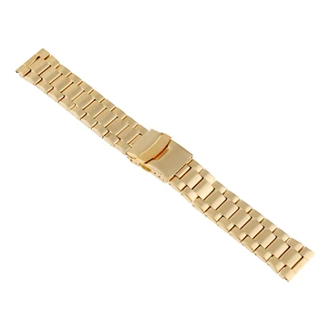 Oro de Relojes de Acero de Banda de 22 MM Flexible Sólido Vínculo de Reemplazo de la Pulsera de la Muñeca de la Prima Hebilla desplegable de Seguridad, Correa de Reloj 53359