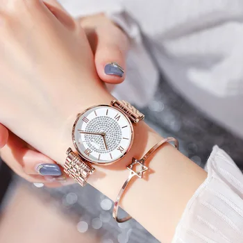 Oro de Relojes de Diamantes de las Mujeres de Lujo de la Banda Causal de las Señoras de los Relojes de Pulsera Clásico y Elegante parte Superior Vender Zegarek Damski Regalos reloj de las mujeres