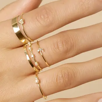 Oro Vermeil de la plata esterlina 925 simple mínimo de joyería fina banda cz perla de piedra anillo de plata para mujer chica