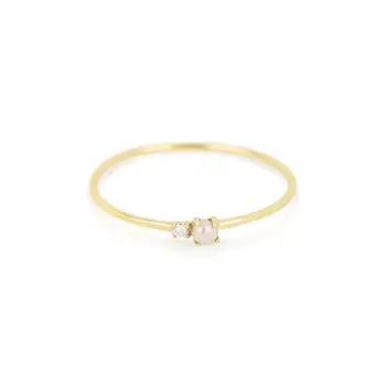 Oro Vermeil de la plata esterlina 925 simple mínimo de joyería fina banda cz perla de piedra anillo de plata para mujer chica