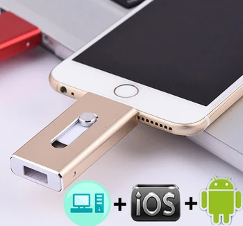 OTG de la Impulsión de la Pluma del Metal USB Flash Drive para iOS/Android/PC 3 en 1 Micro Usb de 128 gb 64 GB 32 GB 16 GB 8 GB usb 3.0, Pendrive
