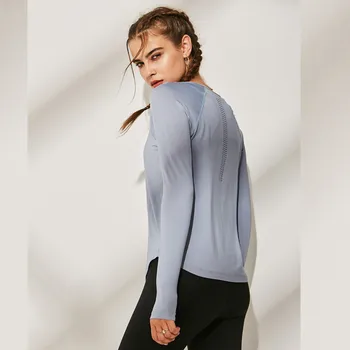 Otoño de ropa de Gimnasio Transpirable ropa de deporte Mujer Camiseta Top de Yoga de secado Rápido con Camisa Gimnasio Sport Camiseta de manga Larga