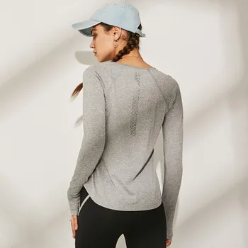 Otoño de ropa de Gimnasio Transpirable ropa de deporte Mujer Camiseta Top de Yoga de secado Rápido con Camisa Gimnasio Sport Camiseta de manga Larga