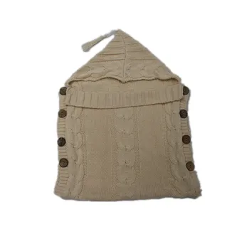 Otoño/invierno de 2019 de bebés de tejido de punto hilados de bolsa caliente botón estilo de la fotografía props Carrito de sacos de dormir de los Niños y las niñas paquete sleepi
