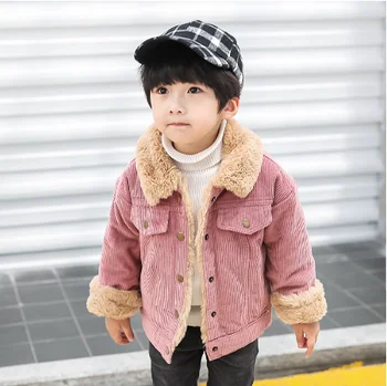 Otoño invierno de la ropa de los niños de la chaqueta de niñas y niños, chaqueta de abrigo para niños de bebé conejo de felpa gruesa capa de solapa abrigo de pana 77726