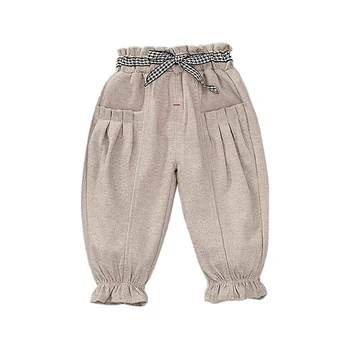 Otoño Pantalones De Los Niños De Las Niñas De Bebé Sólido De Impresión Pantalones Largos, Pantalones Niños Casual De Algodón De Fondos Blandos 17319