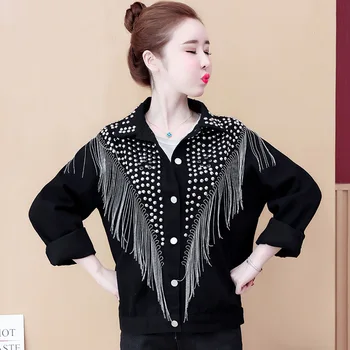 OUSHANG Pesada chaqueta de mezclilla de las mujeres xintiandi sherpa streetwear tendencia productos 2020 para mujer chaquetas y abrigos Vintage