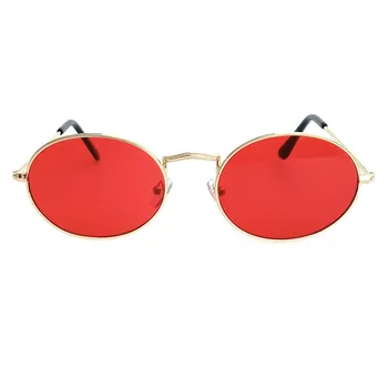 Oval pequeña estructura de Metal Gafas de sol de las Mujeres de la Moda de Oro de Marco Negro Gafas de Sol Rojo Amarillo Azul Negro de la lente de las Gafas