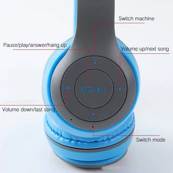 P47 Bluetooth Auriculares Inalámbricos de Audio Estéreo de Auriculares Inalámbricos Auriculares Bluetooth Auriculares Para Ordenador, Teléfono en la Cabeza PC Con Micrófono 35107