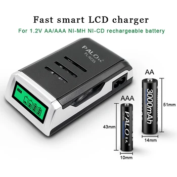 PALO 1.2 V AAA de la batería recargable aaa batteria ni-mh 1.2 v baterías con pantalla LCD cargador para aa aaa ni-mh ni-cd batería