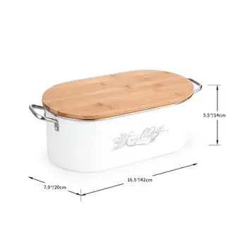 Pan de Caja de Almacenamiento de la panera Con cubierta de Bambú Tablero de Corte de la Tapa de Metal Galvanizado Snack-Caja de almacenamiento de la Cocina de Diseño Contenedores