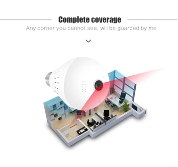 Panorámica de 360 Wifi de la Cámara Bombilla de Luz al aire libre Impermeable de la Seguridad en el Hogar de la Cámara IP de la Lámpara de Apoyo Para Alexa principal de Google Tmall Asistente