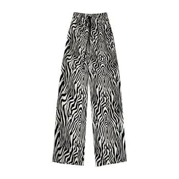 Pantalones de las Mujeres Recta Suelto Casual Cintura Alta Pantalones Bombachos de Cebra de longitud Completa de la Mujer Casual, Comodidad 2020 Verano Otoño Trajes