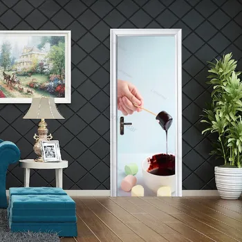 Papel pintado del Pvc 3D de la Puerta de la etiqueta Engomada de Galletas de Chocolate Alimentos Cartel de la Cocina Dormitorio de Diseño para el Hogar Decoración Mural Auto Stick de Bricolaje de vinilos