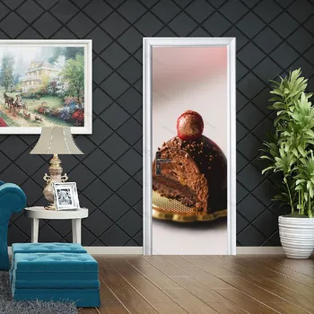 Papel pintado del Pvc 3D de la Puerta de la etiqueta Engomada de Galletas de Chocolate Alimentos Cartel de la Cocina Dormitorio de Diseño para el Hogar Decoración Mural Auto Stick de Bricolaje de vinilos
