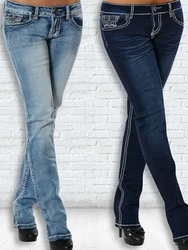 Paquitene Bordado Vintage Jeans De Mujer Azul Midi Cintura Recta Del Dril De Algodón Pantalones Mom Jeans De Mujer Flaca Elastic Pantalones Casuales 66472
