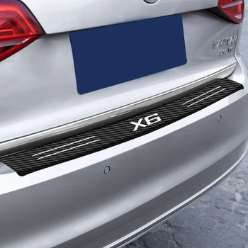 Para BMW X6 Coche Estilo de Fibra de Carbono Parachoques Trasero Tronco Protector de la etiqueta Engomada Impermeable Protector de Rozaduras de Fibra de Carbono, Calcomanías de Accesorios