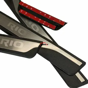 Para KIA RIO 3 4 x de la línea de Accesorios de Acero Inoxidable Umbral de la Puerta de desgaste de la Placa de umbral Protector coche estilo etiqueta engomada de 2013 2020 4pcs