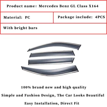 Para Mercedes BENZ CLASE GL GL450 X164 2007-2012 Ventana de la Visera del Coche protector de Lluvia Deflectores Toldo Cubierta de guarnición Exterior de la Auto-Estilo