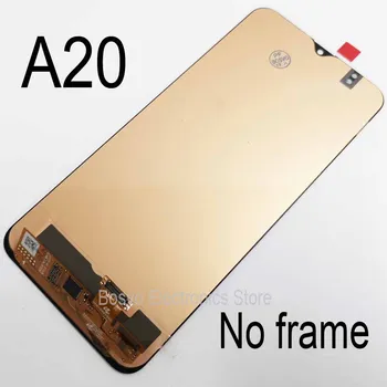 Para Samsung A20 LCD, pantalla táctil con marco de montaje reparación de piezas de Reemplazo A205 A205F SM-A205F A205FN
