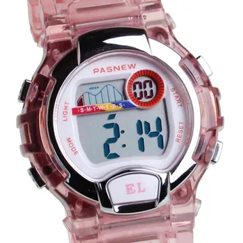 PASNEW los Niños Relojes de Plástico Transparente Reloj de Moda Niños Niñas Led Digital Reloj Impermeable de los Deportes de los Niños Relojes