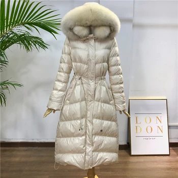 Pato blanco Abajo chaqueta 2020 de Invierno de las Nuevas Mujeres con Capucha de la Parka de Moda Slim Largo de ropa exterior Femenina Abrigo M192