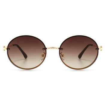 Peekaboo mens ovalada gafas de sol de las mujeres retro marrón ronda de gafas de sol de marco de metal uv400 regalos masculina de estilo de verano accesorios 10394