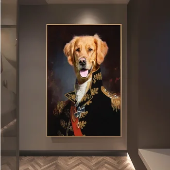 Perro con Uniforme Militar, Pinturas en Lienzo sobre El Arte de la Pared Carteles y Grabados Clásica Animales Perro de Arte Generales Cuadros de Imágenes