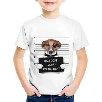 Perro Policía gráfico Impreso camisetas de animales Divertidos ropa de Niños MAL Perro Pug, Bulldog Verano Camisetas de niñas camiseta de los niños para los niños 56563