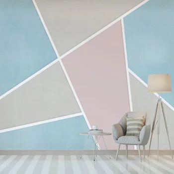 Personalizado Mural de papel pintado 3D Patrón Geométrico de la Línea de Fresco Salón Comedor Impermeable de la Lona Pintura en la Pared, Papel De Parede
