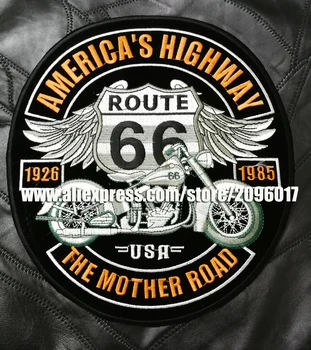 Personalizados de Gran Bordado de Punk América carretera Remiendos del Motorista de la Motocicleta de Hierro En la Ropa de la ruta 66 Parches distintivos