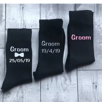 Personalizar los Calcetines con el nombre, la fecha,el único regalo para el novio brithday regalos Personalizados divertido de los Padrinos de boda Calcetines Novios Partido calcetines