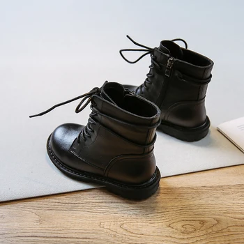 Piel De Vaca Otoño Niños Botas Niños Negro Zapatos De Las Niñas De Bebé De Moda Botas De Tobillo Niños Zapatos De La Marca De Suave Cuero Real De Arranque