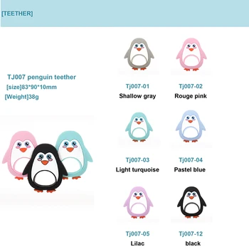 Pingüino de 2pcs de los Animales de Silicona Mordedores Libre de Bpa Bebé Chupadero de la Dentición Collar Colgante de Montaje Infantil el Chupete de la Cadena de BRICOLAJE