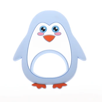 Pingüino de 2pcs de los Animales de Silicona Mordedores Libre de Bpa Bebé Chupadero de la Dentición Collar Colgante de Montaje Infantil el Chupete de la Cadena de BRICOLAJE
