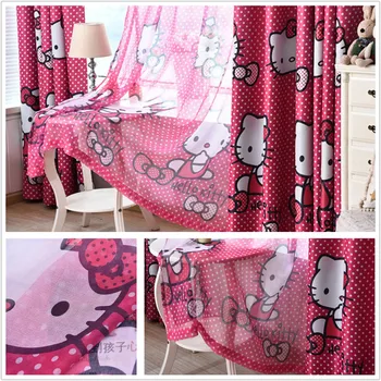 Pink Cat Impresión de Cortinas Opacas para las Niñas Ventana del Dormitorio de la Decoración 1 Pieza de Tejido de Poliéster Lindo Sala de estar, Cocina Cortina