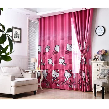 Pink Cat Impresión de Cortinas Opacas para las Niñas Ventana del Dormitorio de la Decoración 1 Pieza de Tejido de Poliéster Lindo Sala de estar, Cocina Cortina