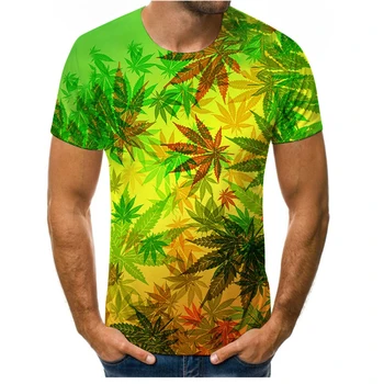 Planta de flores y pájaros patrón de la moda de verano de la impresión en 3D de los hombres de manga corta T-shirt de hip-hop de la planta las flores y los pájaros de la calle vestir