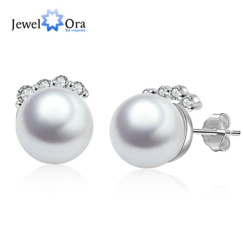Plata de ley 925 Aretes de Perlas con Zirconia Cúbico de la Boda Aretes para Mujer Accesorios de la Joyería (JewelOra EA103259)