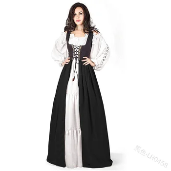 Plus Tamaño Mujeres Medieval de Disfraces Vestido de Gótico vendaje Victoriana con la Túnica de la Espalda de Encaje Vintage de Palacio de Lujo Maxi Vestido Largo Vestido