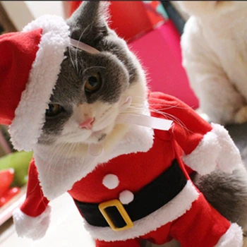 [PMK Gato Trajes de] Santa Cláusula Disfraz de Gato!! Lindo Santa! Rojo De Santa Gato De La Ropa Del Traje De La Capa De La Ropa, X-Mas De Disfraces