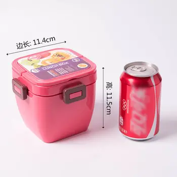 Portable 2 Layer Caja de Almuerzo de Comida Recipiente de Horno de Microondas Almuerzo Bento Boxes con la Manija de la Lonchera de los Niños Estudiantes