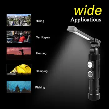 Portátil de la MAZORCA de la Luz de Trabajo de Carga USB Imán LED Linterna de Camping al aire libre de la Emergencia Reflector Impermeable LED de luz de trabajo de la Antorcha
