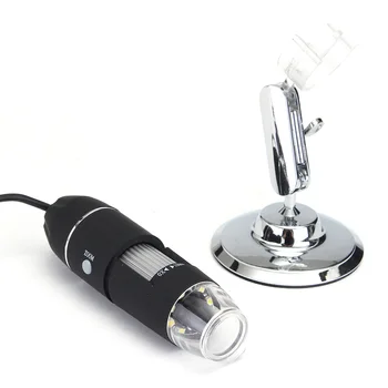 Portátil de Mano Alimentado por USB Microscopio Digital 1000X 2MP 8 LEDs Endoscopio Escritorio Loup Cámara con Zoom Lupa con Soporte de Metal