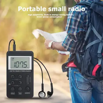 Portátil Universal de Banda Dual, Estéreo AM/FM de Bolsillo, Radio Pantalla Digital Mini Receptor de Radio w/ HiFi Auriculares Batería Reemplazable