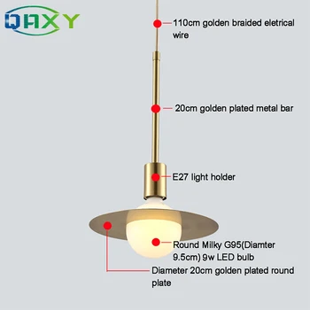 Post-Moderno Simple de Oro Redondo Plateado Colgante Luces Nórdicas Platillo Volador en Forma de 9w LED Colgante de la Lámpara Para la Mesilla de Dormitorio[D3502]