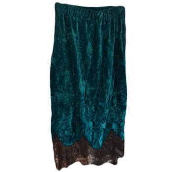 Primavera otoño nuevo fahsion de terciopelo de la falda de las mujeres de cintura alta de encaje patchwork split paquete cadera falda