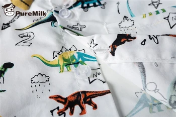 PureMilk Niños Ropa De Moda De Ropa De Niños De Dinosaurios Impreso Camisa Con Corbata De Moño+ Pantalón Con Correa